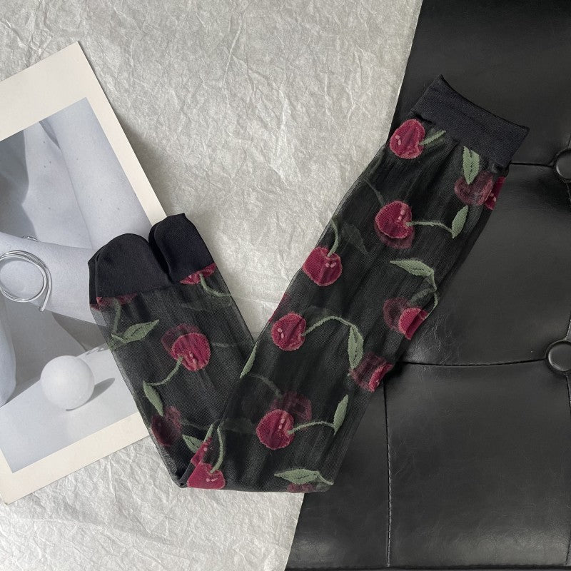 Aria Cherry Jacquard Summer Socks