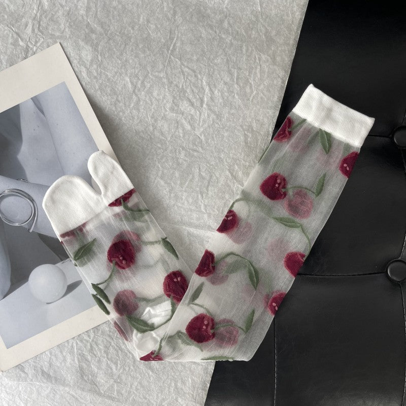 Aria Cherry Jacquard Summer Socks