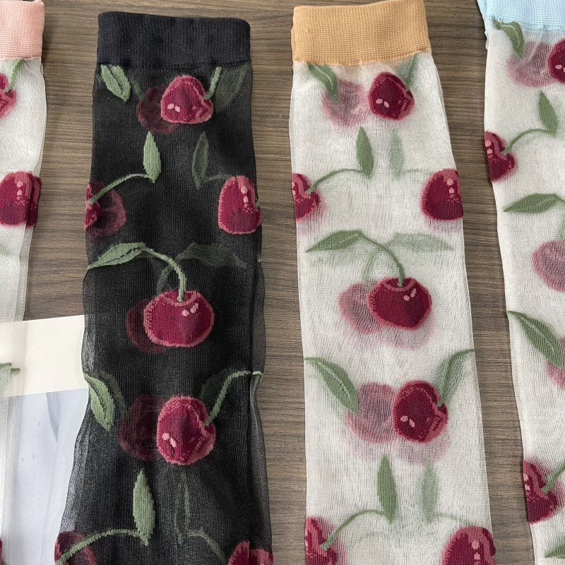 Aria Cherry Jacquard Summer Socks