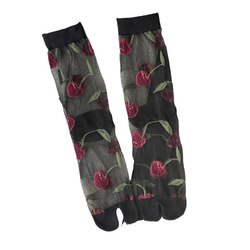 Aria Cherry Jacquard Summer Socks