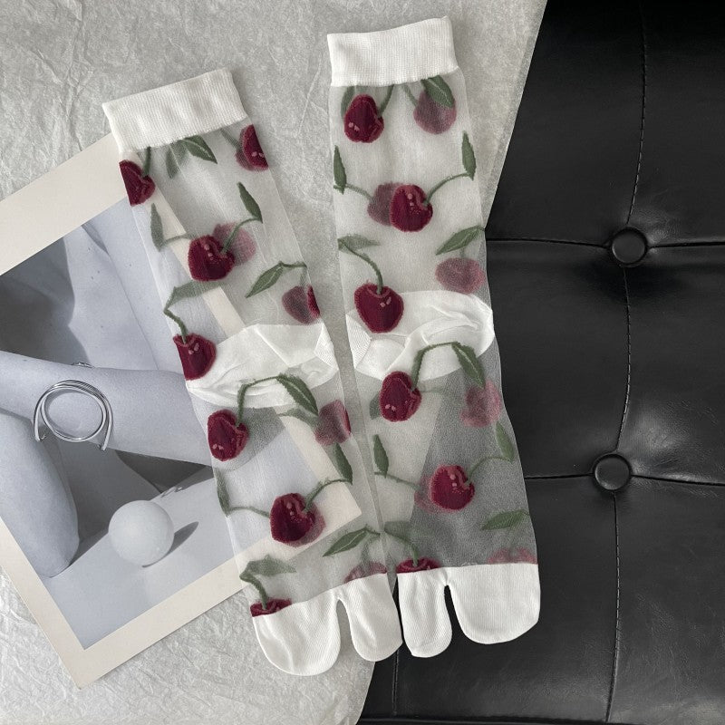 Aria Cherry Jacquard Summer Socks