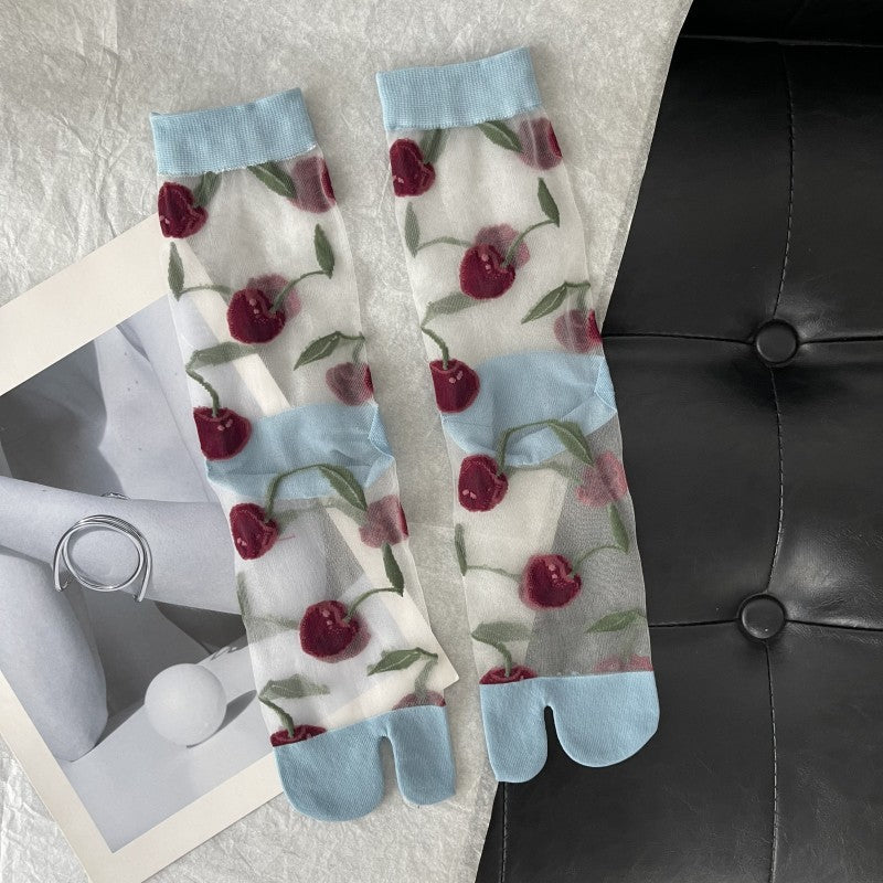 Aria Cherry Jacquard Summer Socks