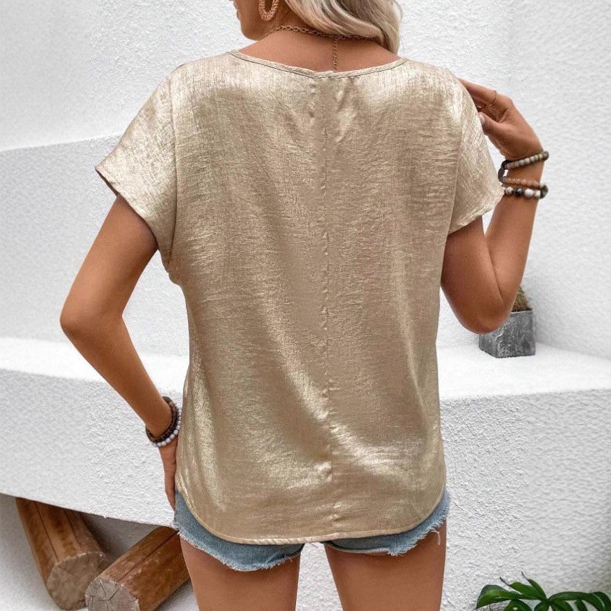 Auriel Gold Casual Round-Neck Top