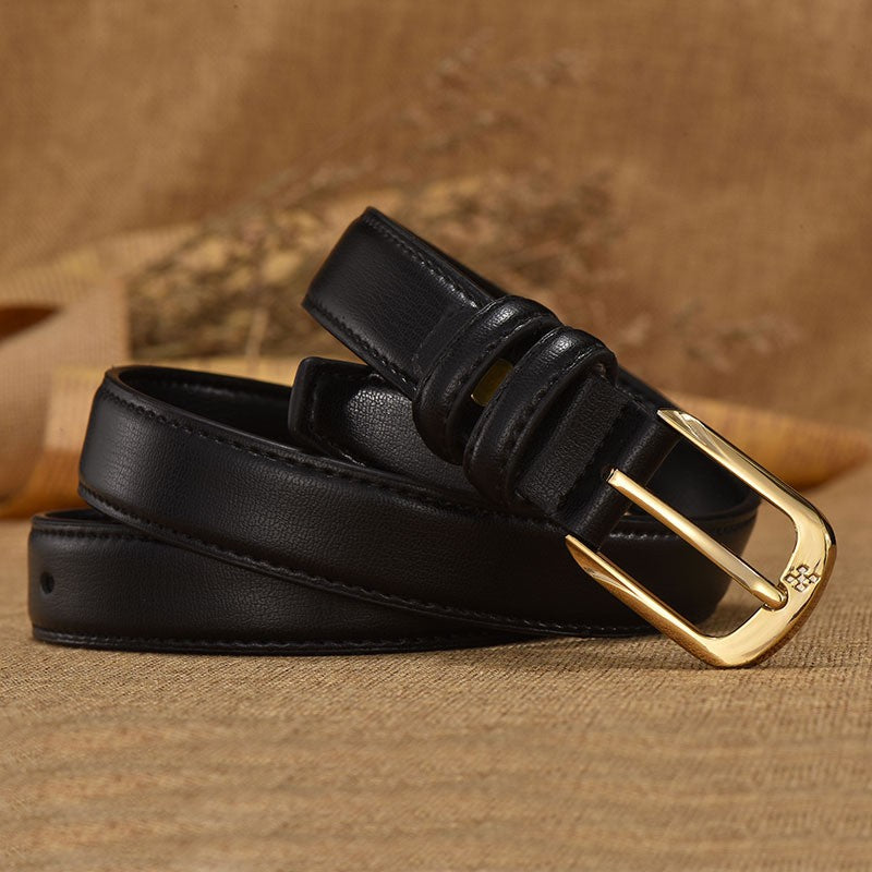 Mirella Retro Leather Double-Ring Belt