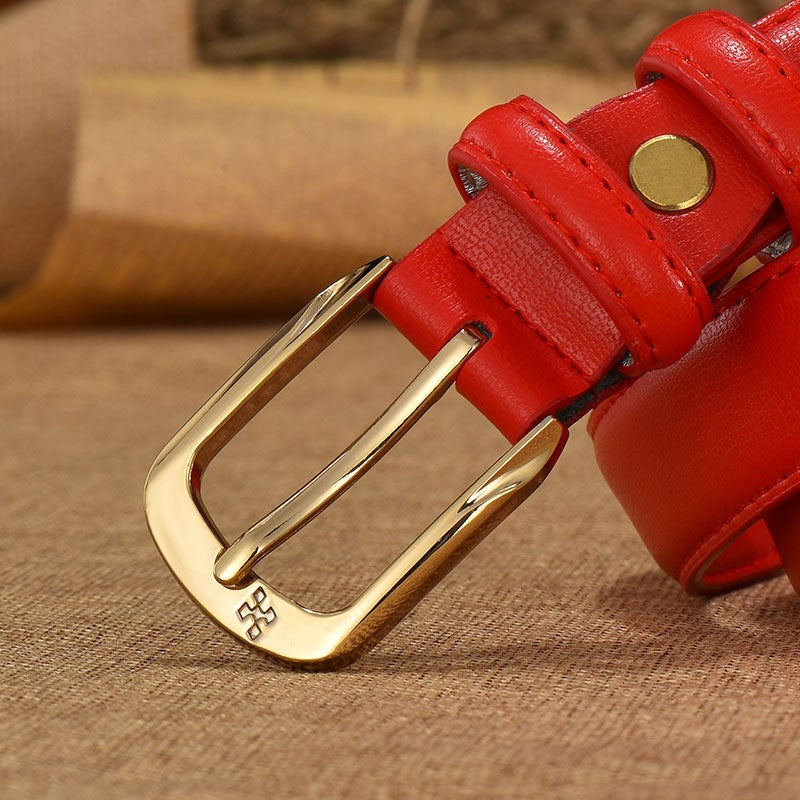 Mirella Retro Leather Double-Ring Belt