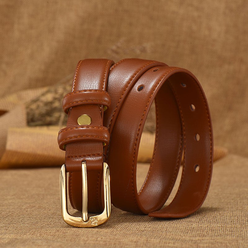 Mirella Retro Leather Double-Ring Belt