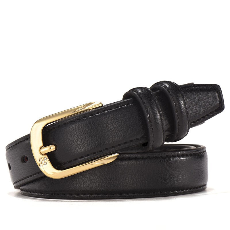 Mirella Retro Leather Double-Ring Belt