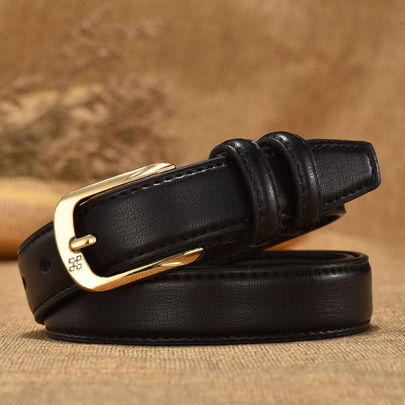 Mirella Retro Leather Double-Ring Belt