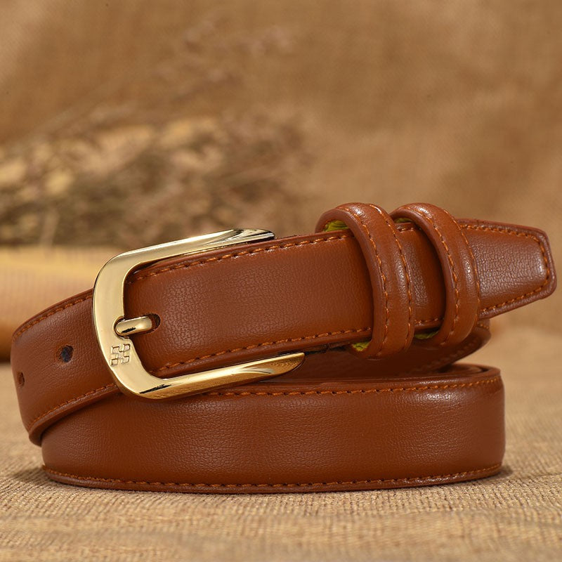 Mirella Retro Leather Double-Ring Belt