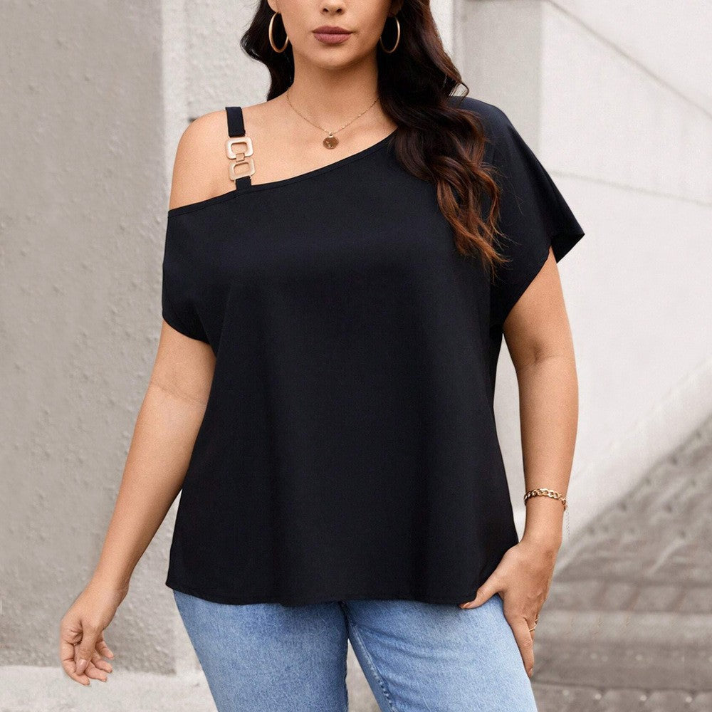 Selene Asymmetry Shoulder Button Top