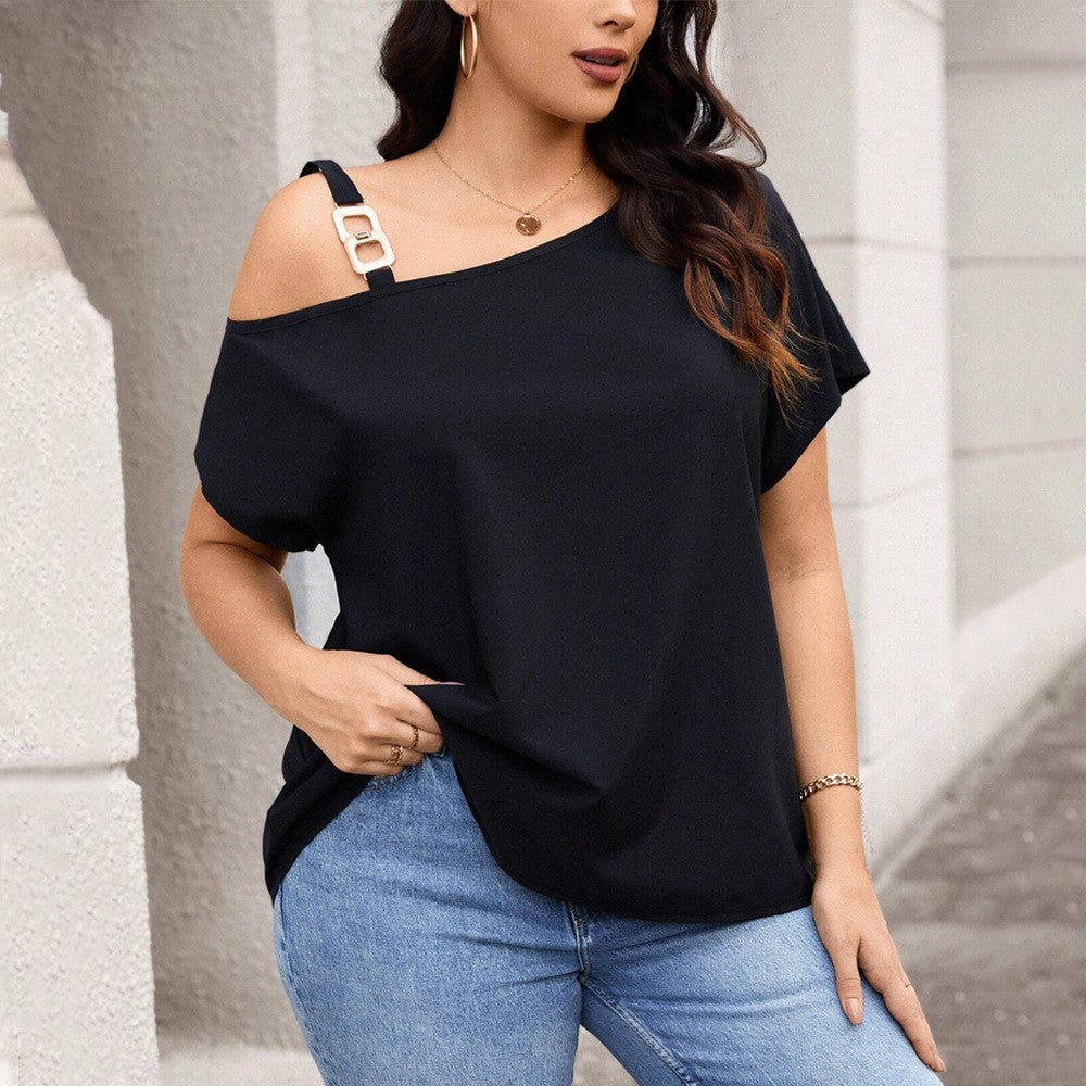 Selene Asymmetry Shoulder Button Top