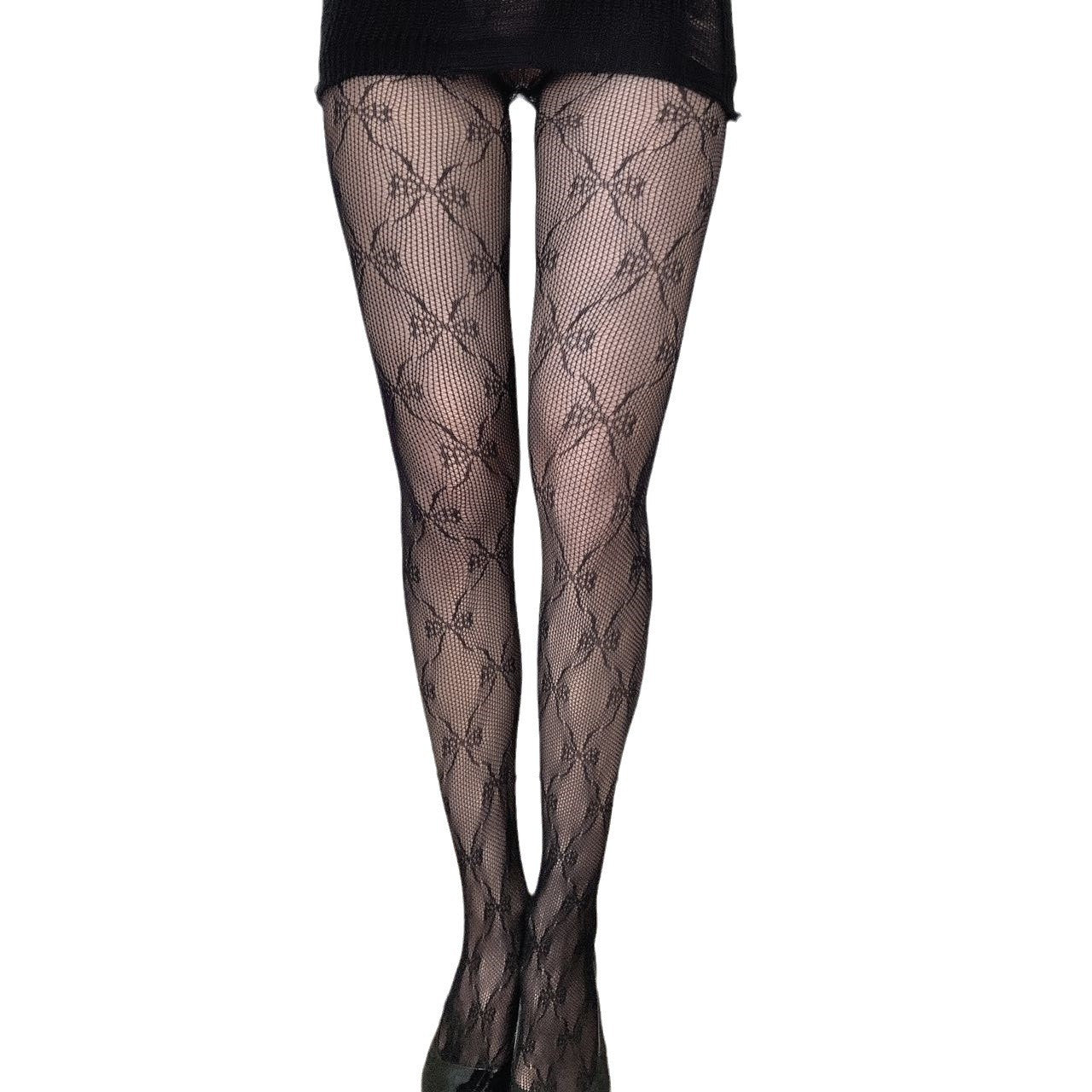 Seraphine Lace Bow Fishnet Stockings