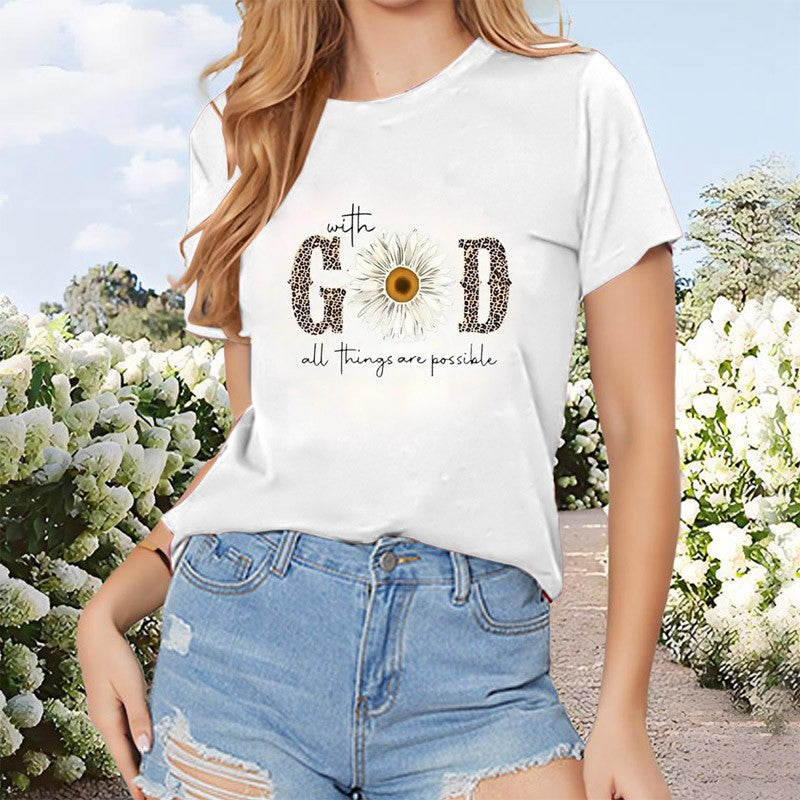 Solara Sunflower Print Summer Tee