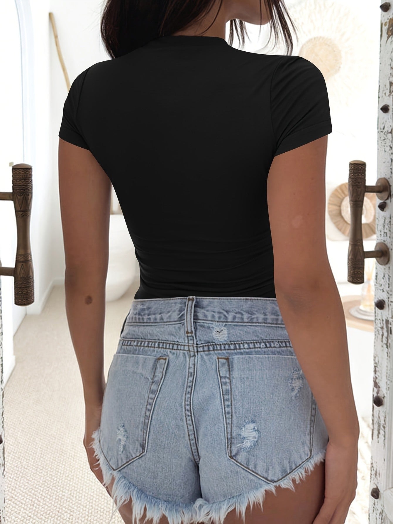 Yvette 2-Piece Slim Fit V-Neck Tee Set